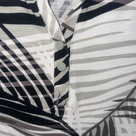 T by Talbots sleeveless midi cotton blend white gray palm fronds tropical size S - Picture 5 of 9